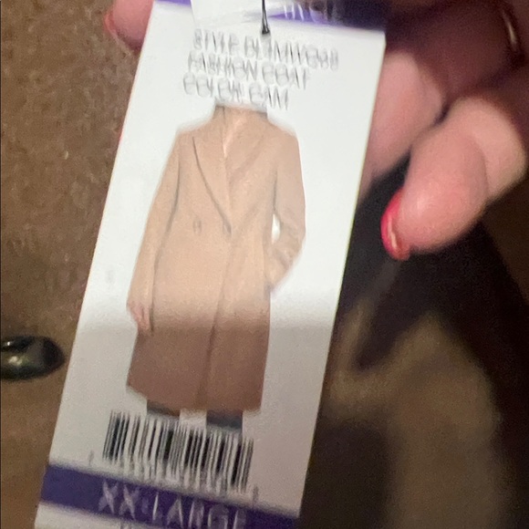 Ladies DKNY winter tan color, jacket, new size 2xl  100% polyester 24 ptp 42long - Picture 6 of 7